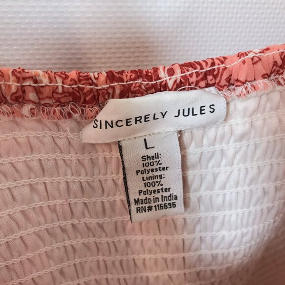 Julie Sariñana/ Sincerely Jules Smocked Summer Dress L Boho Off Shoulder - Picture 9 of 9